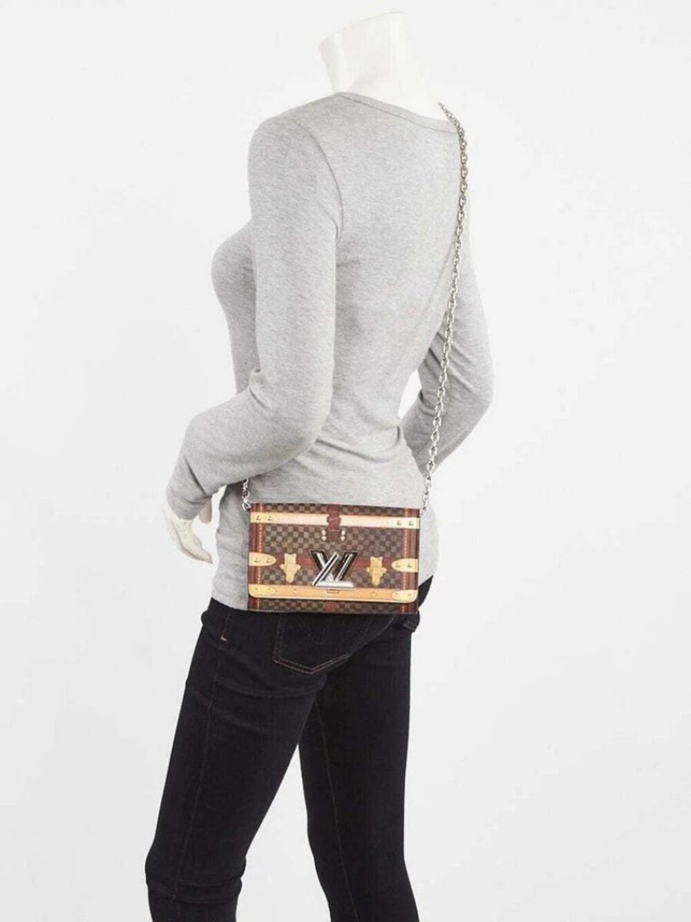 Louis Vuitton Limited Edition Damier Canvas Time Trunk Twist Chain Bag